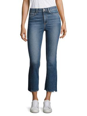 Paige Colette Pieced Raw-edge Cropped Flared Jeans