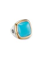 David Yurman Albion Sterling Silver, 18k Yellow Gold & Turquoise Ring