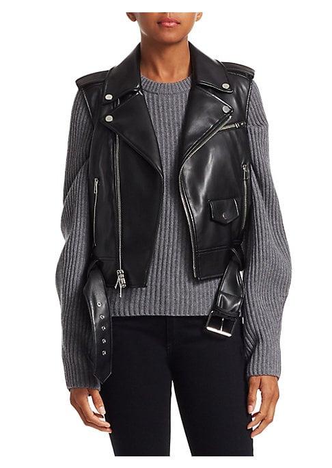 Theory Faux Leather Moto Vest