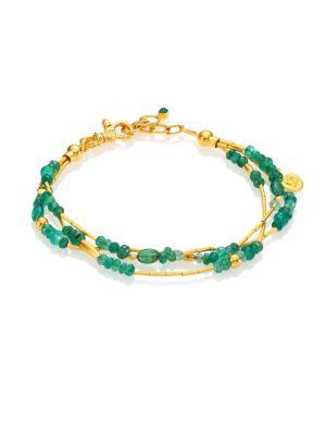 Gurhan Delicate Rain Emerald & 24k Yellow Gold Triple-strand Bracelet