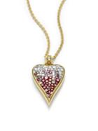 Pleve Raspberry Ombre Diamond & 18k Yellow Gold Heart Pendant Necklace