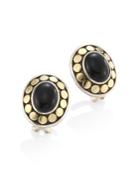 John Hardy Dot Oval Black Onyx & 18k Yellow Gold Stud Earrings