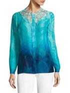 Elie Tahari Ronisha Dotted Floral Lace Blouse