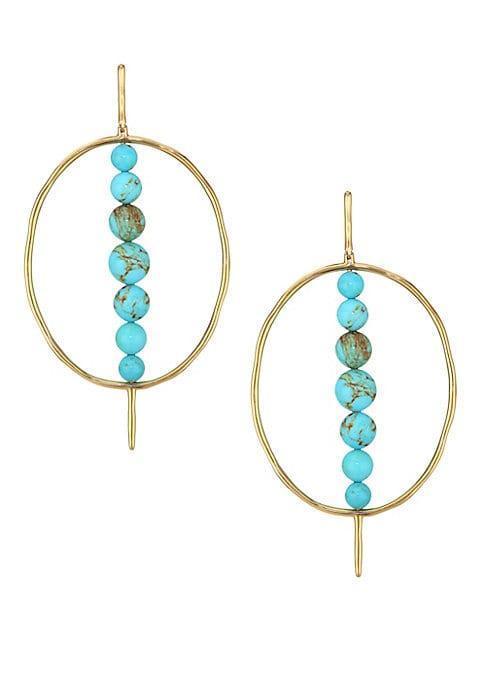 Ippolita 18k Nova Turquoise Gold Matrix & 18k Yellow Gold Hoop Earrings