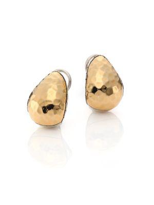 John Hardy Classic Chain Hammered 18k Yellow Gold & Sterling Silver Stud Earrings