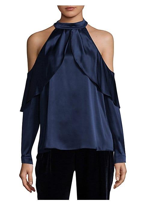 Parker Sonelle Ruffle Off-the-shoulder Silk Blouse