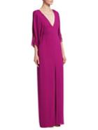Halston Heritage Cape Sleeve Open Back Gown