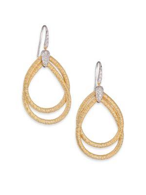 Marco Bicego Cairo Diamond & 18k Yellow Gold Small Double Teardrop Earrings