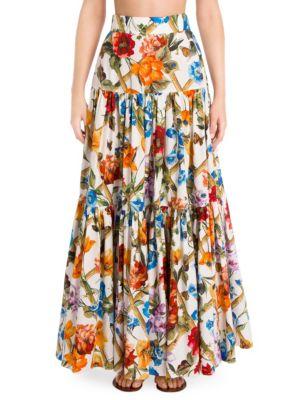 Dolce & Gabbana Floral Bamboo Print Maxi Skirt
