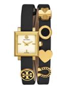 Tory Burch Saucy Goldtone Stainless Steel & Double Leather-strap Watch