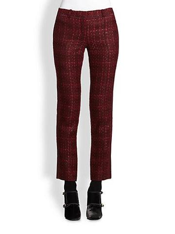 Tory Burch Drew Tweed Plaid-print Cropped Trousers