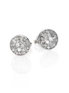 Pleve Ice Diamond & 18k White Gold Button Earrings