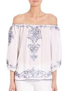 Poupette St Barth Abel Off-the-shoulder Embroidery Top