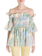 Emilio Pucci Off-the-shoulder Smocked Top