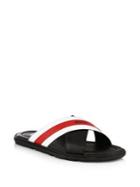 Moschino Stripe Leather Slider Sandals