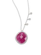 Meira T Diamond, Ruby, 14k White Gold Pendant Necklace