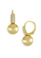 Majorica Champagne Faux Pearl And Crystal Drop Earrings