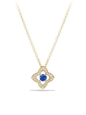 David Yurman Venetian Quatrefoil Necklace With Blue Sapphire And Diamonds In 18k Gold