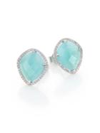 Meira T Blue Amazonite, Diamond & 14k White Gold Stud Earrings