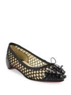 Christian Louboutin Mix Patent Spiked Knotted Mesh Flats