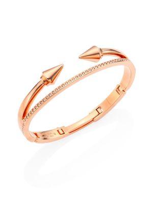 Vita Fede Swarovski Crystals & 24k Rose-goldplated Hinged Band Bracelet
