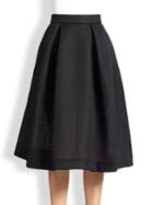 Nicholas Pleated Pique A-line Skirt