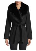 Sofia Cashmere Fur-trim Wool & Cashmere Wrap Coat