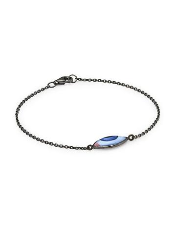 Lito 14k White Gold Enamel Eye Bracelet