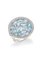 Hueb Trilliant 18k White Gold Aquamarine & Diamond Statement Ring