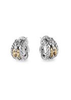 David Yurman Wellesley Sterling Silver & 18k Yellow Gold Chain Link Hoop Earrings