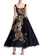 Marchesa Embroidered Tulle Tea-length Gown