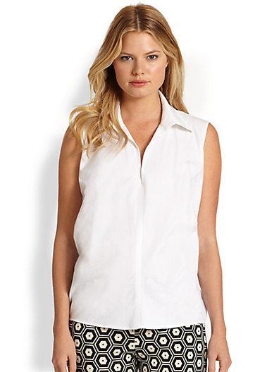 Josie Natori Sleeveless Collared Shirt