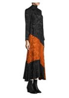 Ganni Silk Jacquard Colorblock Midi Dress