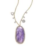 Meira T Tanazanite, Mother-of-pearl, Diamond & 14k Yellow Gold Doublet Pendant Necklace