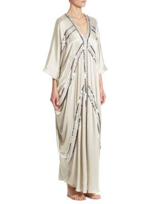 Josie Natori Couture Linear Silk Couture Caftan