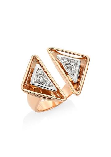 Pleve Aura 18k Rose Gold & Diamond Triangle Cocktail Ring