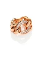 Roberto Coin Gourmette Diamond & 18k Rose Gold Chain Ring