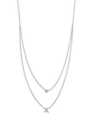 Ef Collection Diamond Bezel & Initial Pendant Necklace