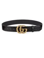Gucci Marmont Croco Embossed Leather Belt