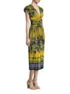Fuzzi Batik Floral Print Midi Dress
