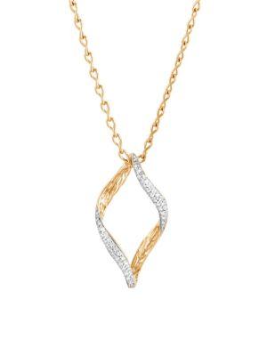John Hardy 14k Gold Diamond Pendant Necklace