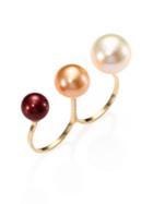 Delfina Delettrez Never Too Light 9mm-11.5mm Tricolor Round Pearl Double Ring