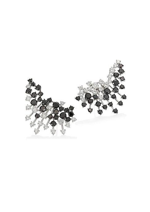 Hueb Diamond & 18k White & Black Gold Ear Crawler Earrings