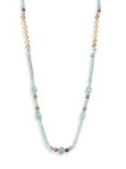 Stephanie Kantis Lavish Blue Amazonite, Fossil Coral & White Quartz Beaded Long Necklace