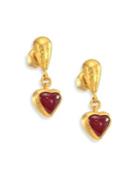 Gurhan Amulet Hue Ruby & 18-24k Yellow Gold Heart Drop Earrings