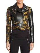 Moschino Floral-print Leather Jacket