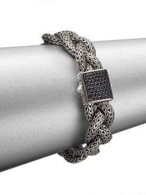 John Hardy Classic Chain Black Sapphire & Sterling Silver Medium Braided Bracelet