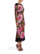 Dolce & Gabbana Ruched Chiffon Floral Print Dress
