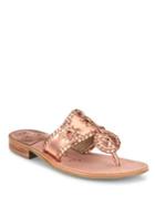 Jack Rogers Hamptons Whipstitched Metallic Leather Sandals