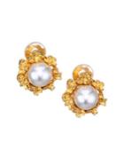 Kenneth Jay Lane 12mm Round Simulated Faux Pearl Stud Earrings